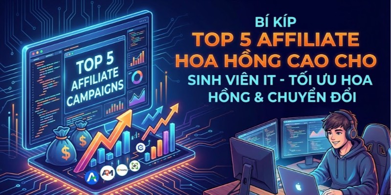 Bí kíp Top 5 chiến dịch Affiliate hoa hồng cao nhất cho sinh viên IT giúp tối ưu hoa hồng và tỷ lệ chuyển đổi